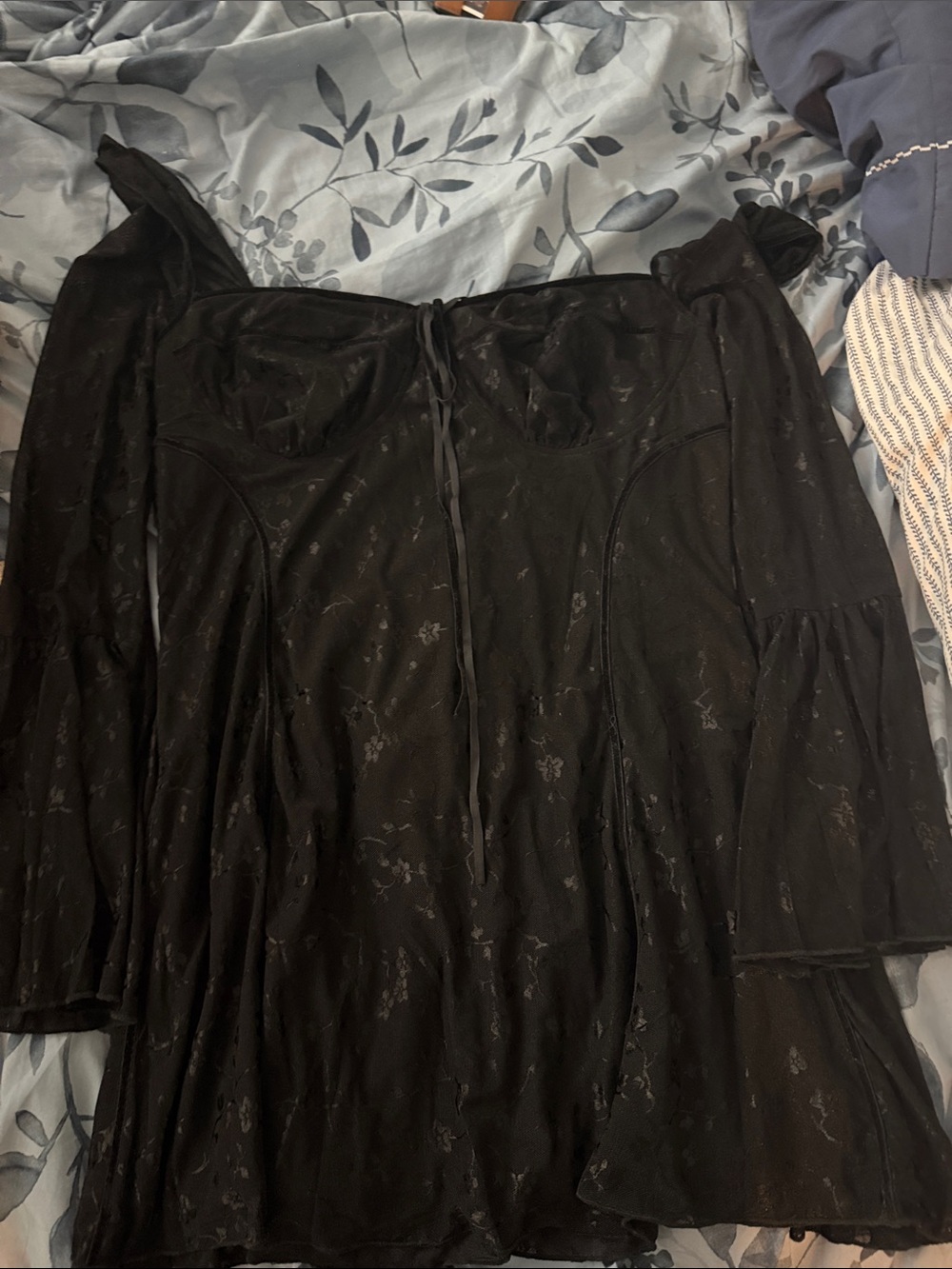 Fashion Nova Black Long Sleeve Off-Shoulder Dress